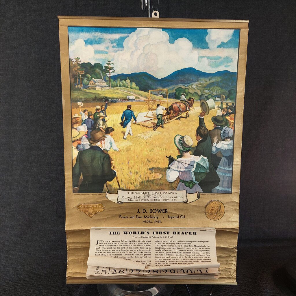 1931 McCormick Deering 1931 Ad Wall Calendar 'First Reaper' - The URBANARY Home and Garden