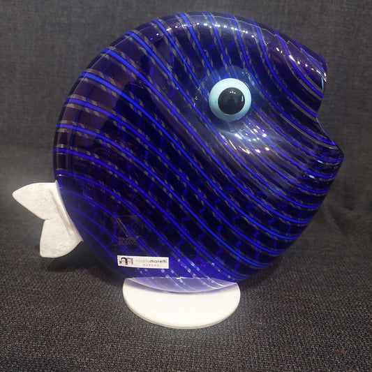 Signed Nicola Moretti Filigrana Fish Murano Glass Art - The URBANARY Home and Garden