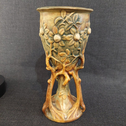 1920-33 Weller Art Pottery Art Nouveau Chalice Banyan Tree Vase Weller Woodcraft Line