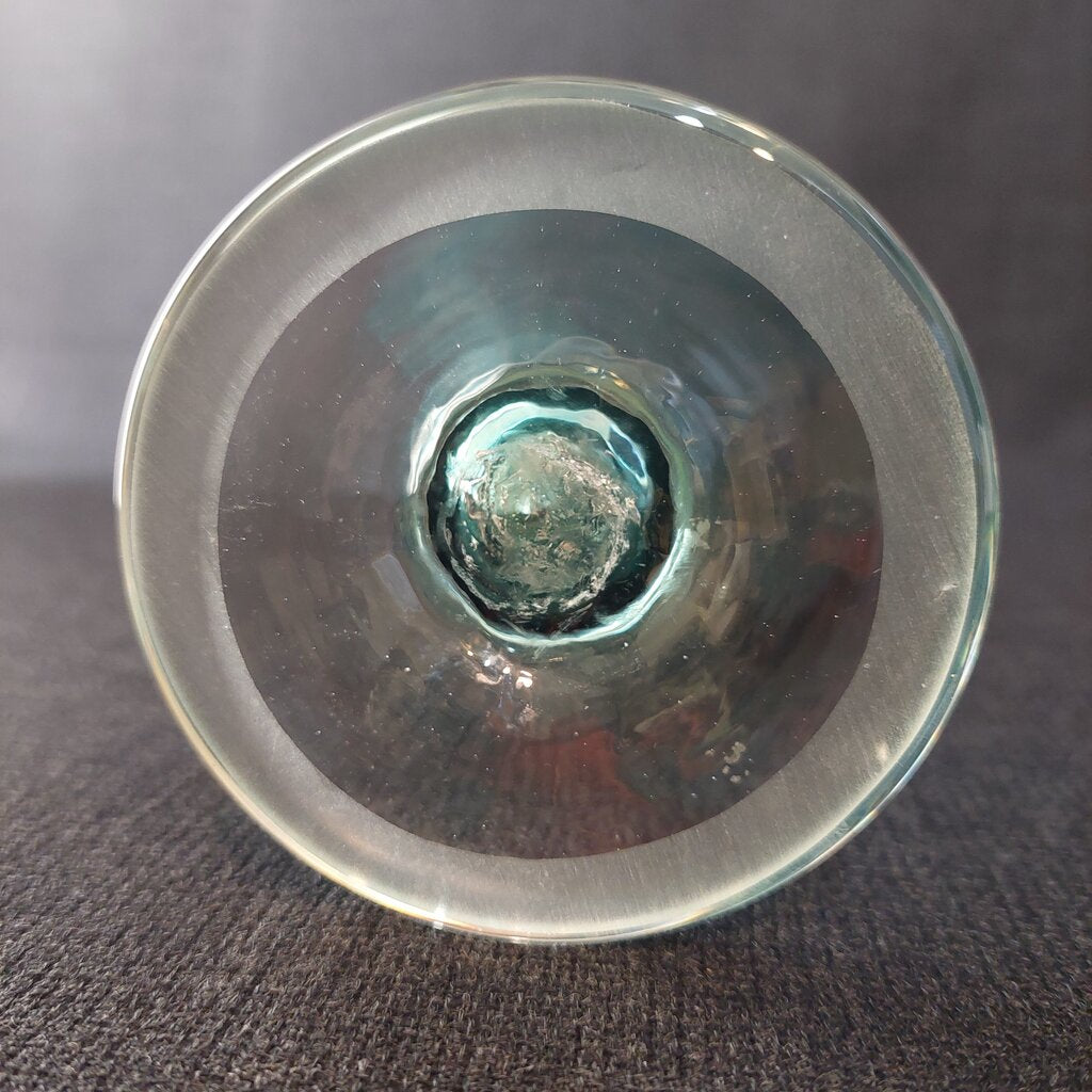 ROBERT HELD Art Glass Footed Vase Hand Blown Pulled Peacock Feather Pink Green Iridescent - The URBANARY Home and Garden