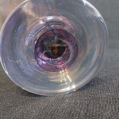 Robert Held Peacock Feather Art Glass Trumpet Vase Jeweltones 10"