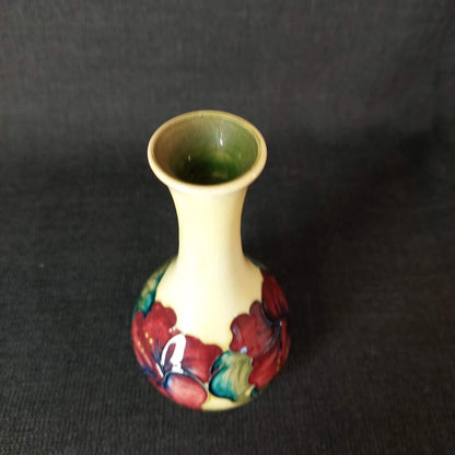 Moorcroft 1946-1978 Signed Pottery Bud Vase w. Hibiscus 6"H Ochre - The URBANARY Home and Garden