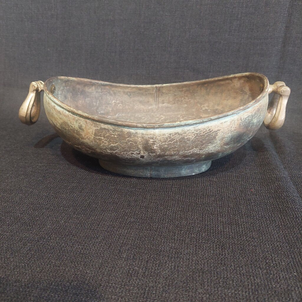 Vintage Bronze Kashkul Dervish Begging Bowl Oval Sufi Islamic Art w/ Two Handles - The URBANARY Home and Garden
