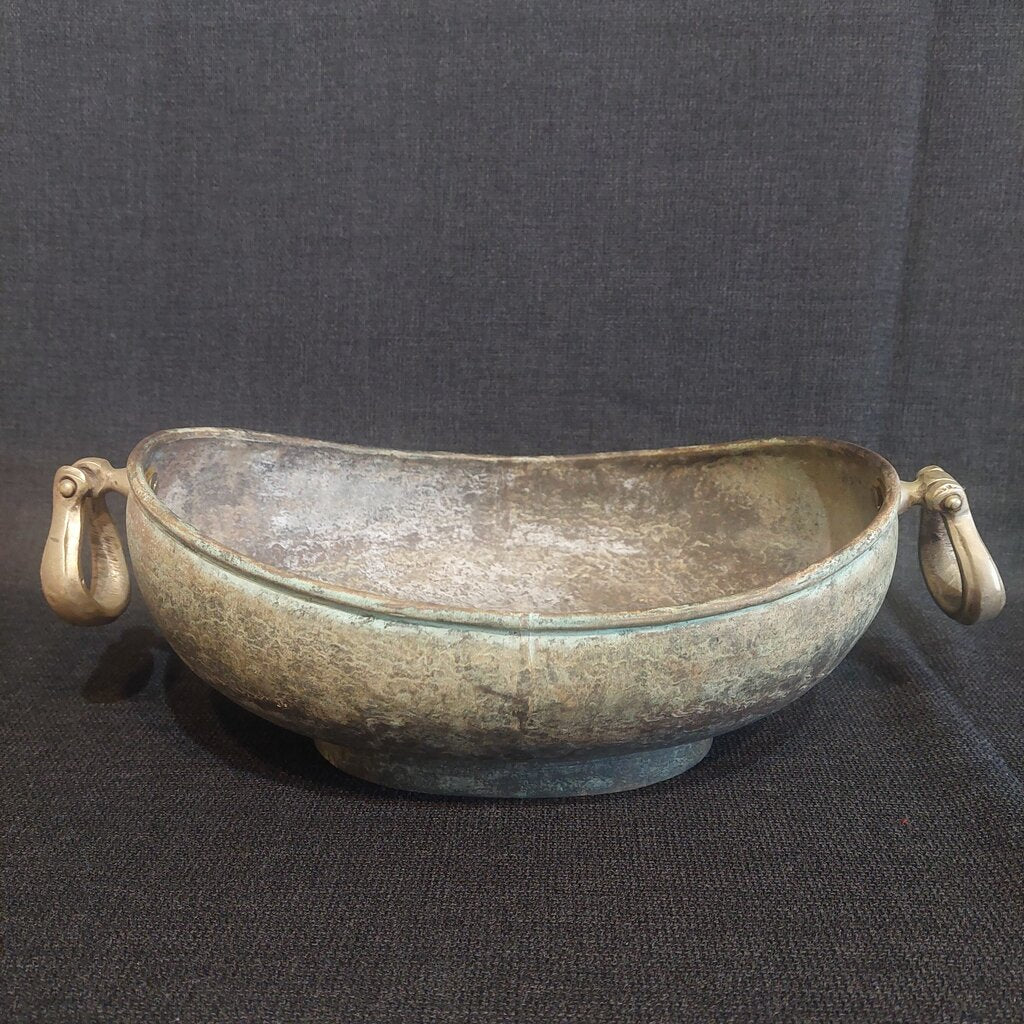 Vintage Bronze Kashkul Dervish Begging Bowl Oval Sufi Islamic Art w/ Two Handles - The URBANARY Home and Garden