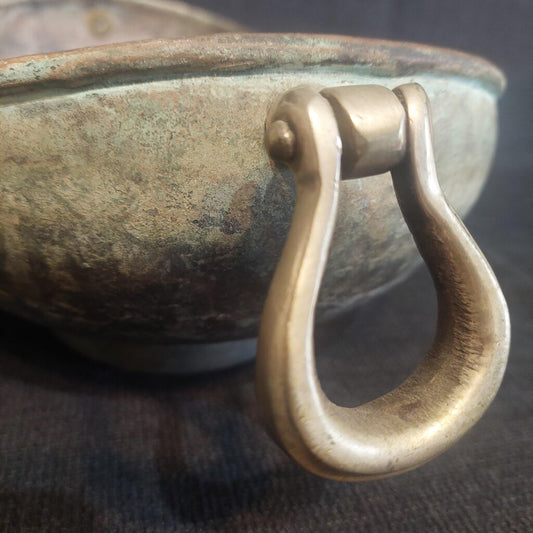 Vintage Bronze Kashkul Dervish Begging Bowl Oval Sufi Islamic Art w/ Two Handles - The URBANARY Home and Garden