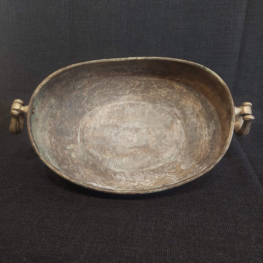 Vintage Bronze Kashkul Dervish Begging Bowl Oval Sufi Islamic Art w/ Two Handles - The URBANARY Home and Garden