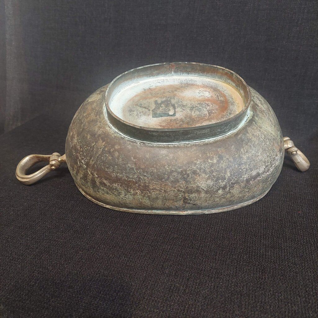 Vintage Bronze Kashkul Dervish Begging Bowl Oval Sufi Islamic Art w/ Two Handles - The URBANARY Home and Garden