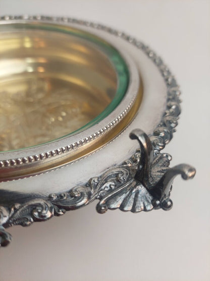Vintage Meriden Silver Co Silver Plate Covered Butter Dish Carved Dome 1362