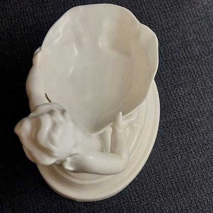 Royal Worcester Mermaid Merman 349 Blanc de Chine Salt Cellar Porcelain Figurine