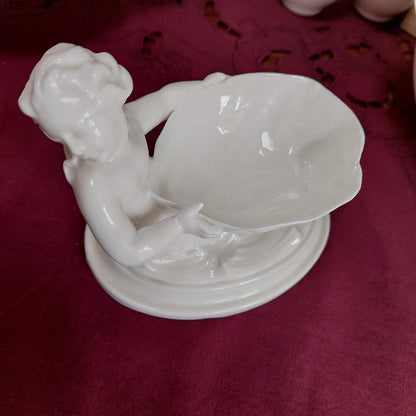 Royal Worcester Mermaid Merman 349 Blanc de Chine Salt Cellar Porcelain Figurine