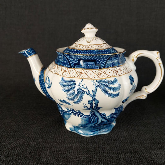 Booths Real Old Willow A8025 13 Piece Tea Set Teapot Creamer Sugar 4 Cups