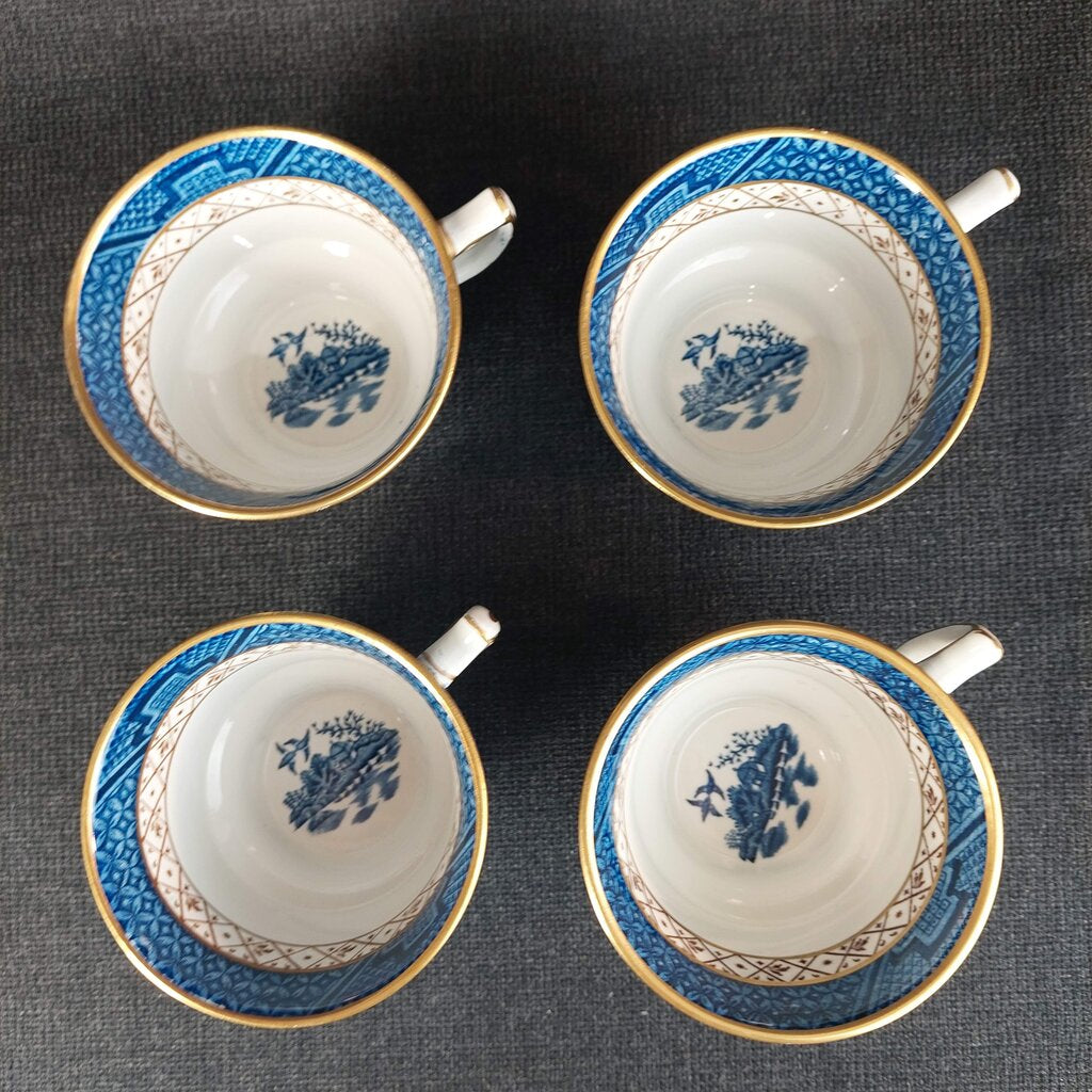 Booths Real Old Willow A8025 13 Piece Tea Set Teapot Creamer Sugar 4 Cups