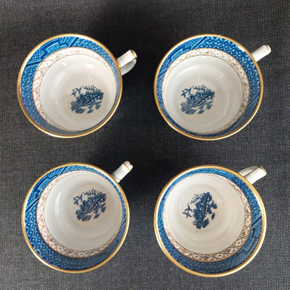 Booths Real Old Willow A8025 13 Piece Tea Set Teapot Creamer Sugar 4 Cups