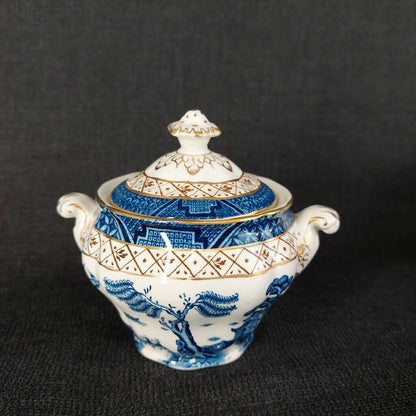 Booths Real Old Willow A8025 13 Piece Tea Set Teapot Creamer Sugar 4 Cups