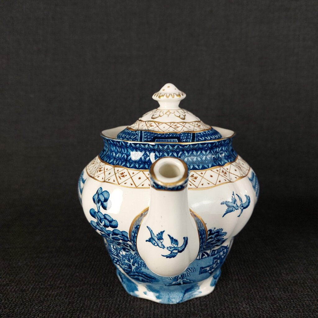 Booths Real Old Willow A8025 13 Piece Tea Set Teapot Creamer Sugar 4 Cups