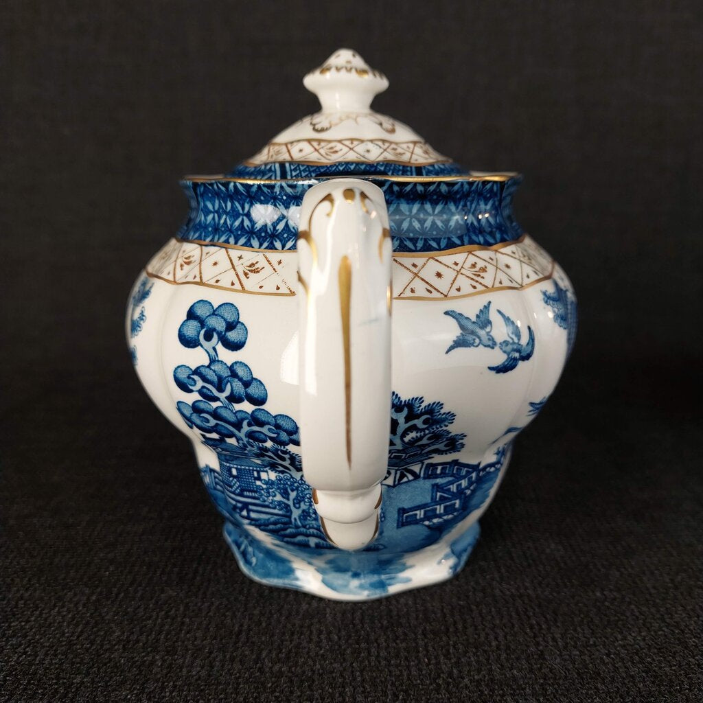 Booths Real Old Willow A8025 13 Piece Tea Set Teapot Creamer Sugar 4 Cups