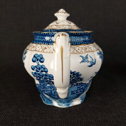 Booths Real Old Willow A8025 13 Piece Tea Set Teapot Creamer Sugar 4 Cups
