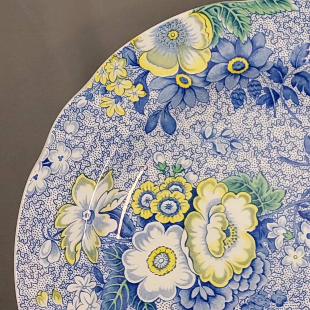 Spode Blue Chintz Dinner Plates 10 1/2 inch (Pair) -10.5 inch, MW DW Safe, Made in England