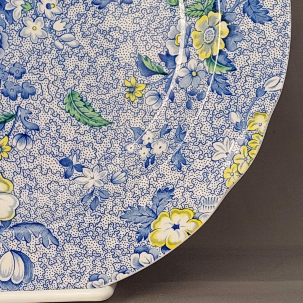 Spode Blue Chintz Dinner Plates 10 1/2 inch (Pair) -10.5 inch, MW DW Safe, Made in England