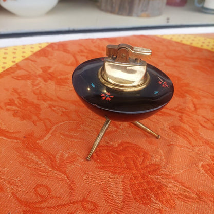 1950s Japan Cherrywood UFO Shaped Desktop Lighter VTG Retro