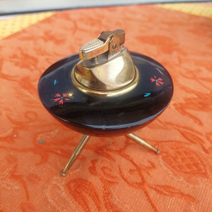 1950s Japan Cherrywood UFO Shaped Desktop Lighter VTG Retro