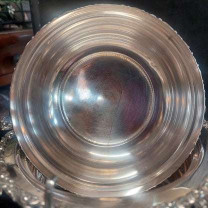 Meriden Silver Co Domed Silver Plated Butter Caviar Dish w. Knife Rest 1363 (Missing Glass insert)