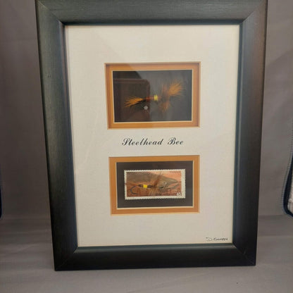 Steelhead Bee - in Shadow Box signed D.Gamboa Hand Tied Steelhead Bee Fishing Fly and Canada Postage Stamp