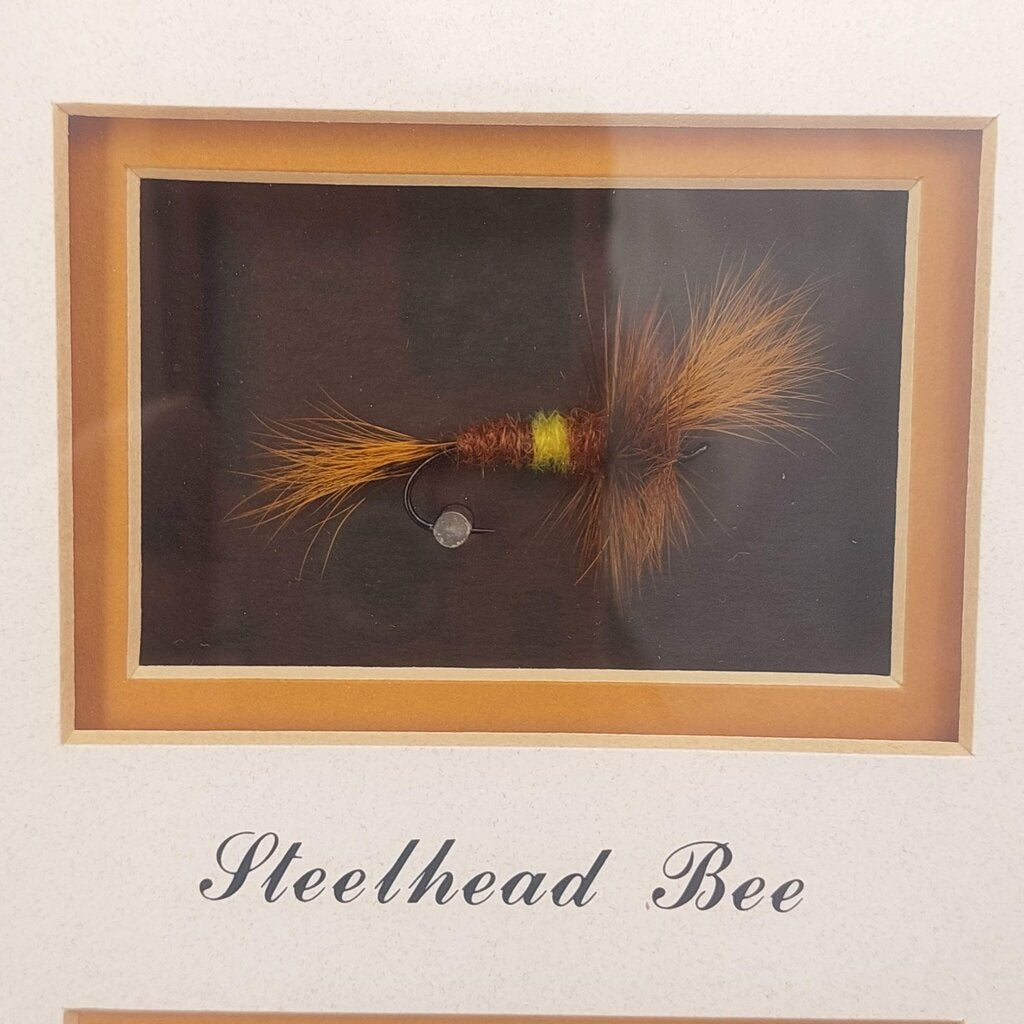 Steelhead Bee - in Shadow Box signed D.Gamboa Hand Tied Steelhead Bee Fishing Fly and Canada Postage Stamp