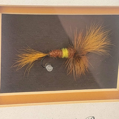 Steelhead Bee - in Shadow Box signed D.Gamboa Hand Tied Steelhead Bee Fishing Fly and Canada Postage Stamp