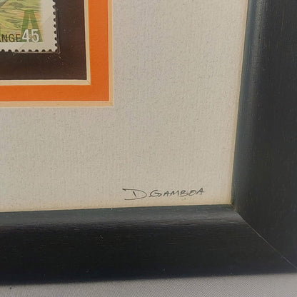 COQUIHALLA ORANGE - Framed Steelhead Fly Signed D.Gamboa w. BC Fishing Canada Stamp