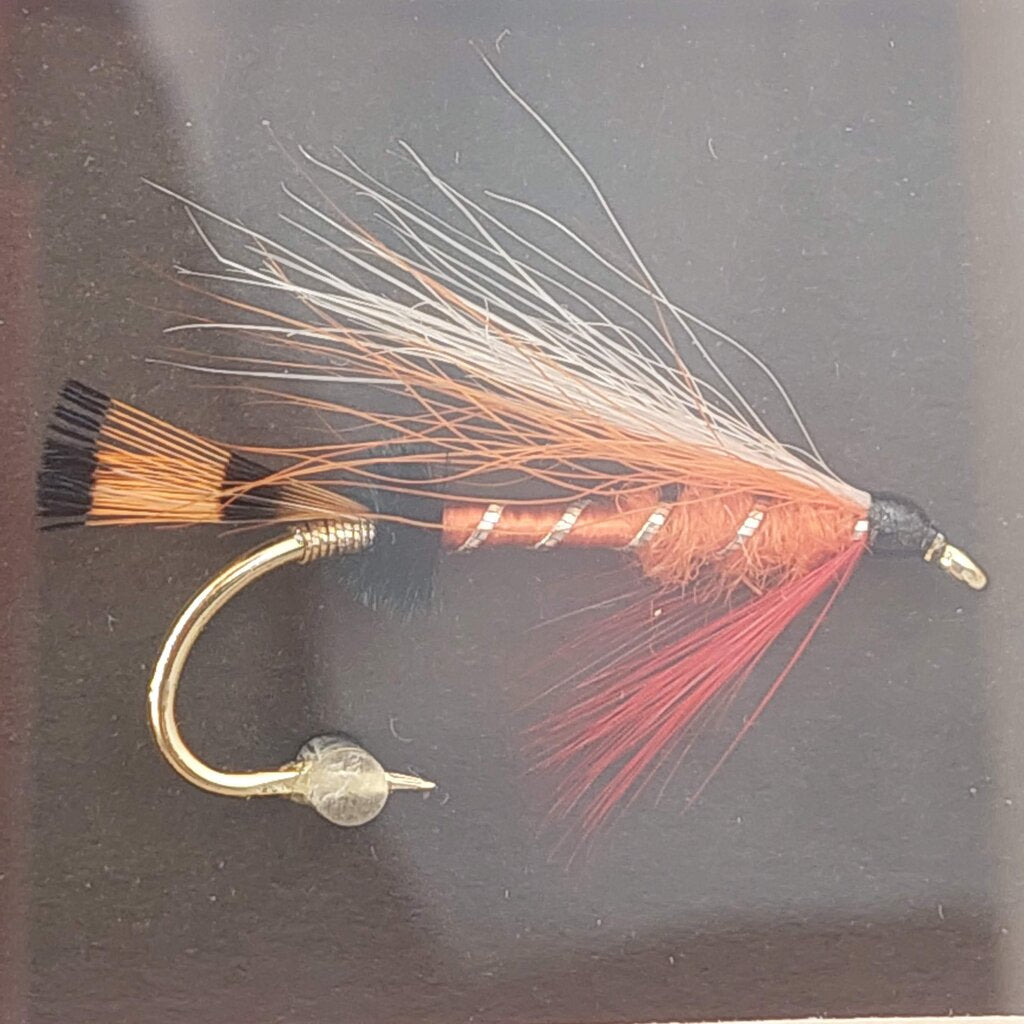 COQUIHALLA ORANGE - Framed Steelhead Fly Signed D.Gamboa w. BC Fishing Canada Stamp