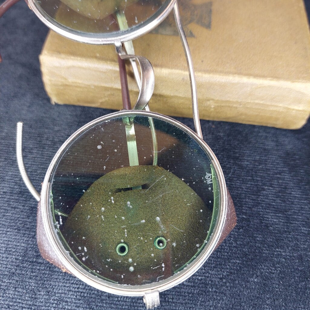 VTG American Optical Welding AOM Goggles With Leather Blinds, Green Military/Welding Grade Lenses (NOT for Modern Use)