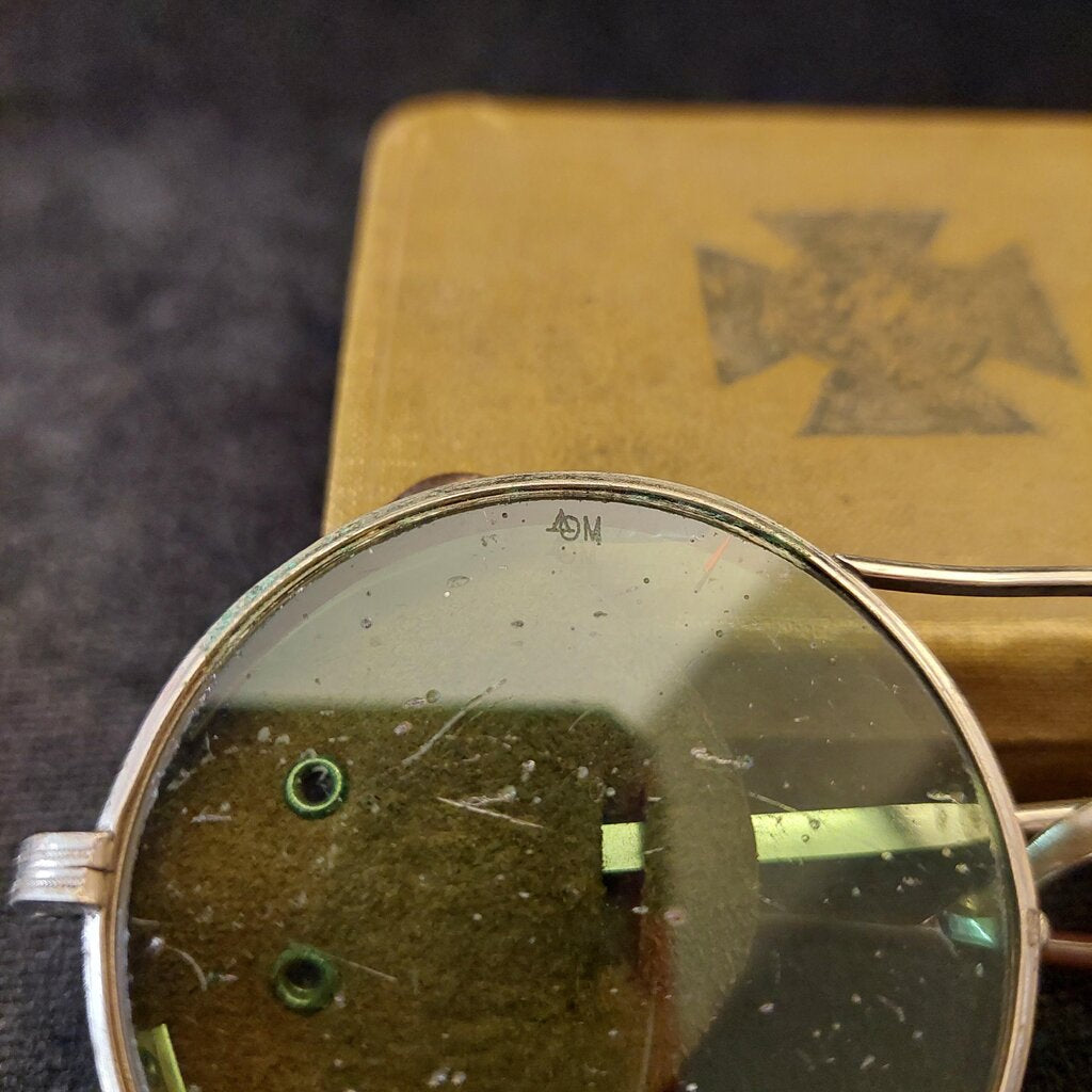 VTG American Optical Welding AOM Goggles With Leather Blinds, Green Military/Welding Grade Lenses (NOT for Modern Use)
