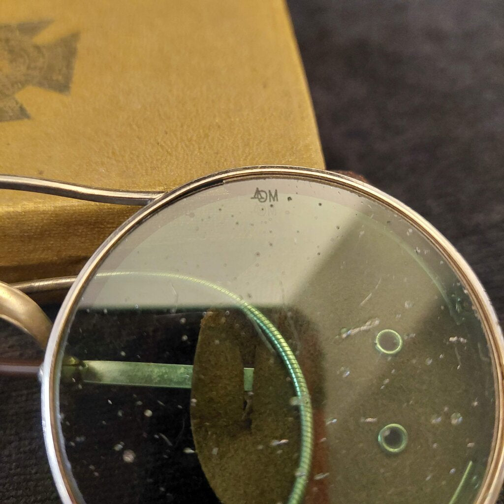VTG American Optical Welding AOM Goggles With Leather Blinds, Green Military/Welding Grade Lenses (NOT for Modern Use)