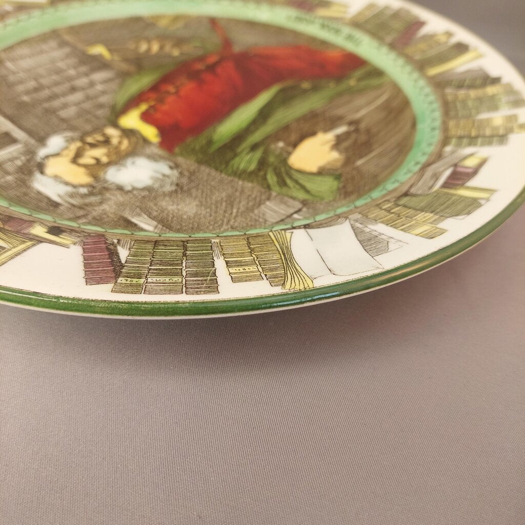 Royal Doulton The Bookworm Plate 26.5cm D3089 1909-1938 Professionals Series Green