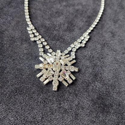 1930s Jay Flex Sterling Drop Necklace w. Austrian Crystals