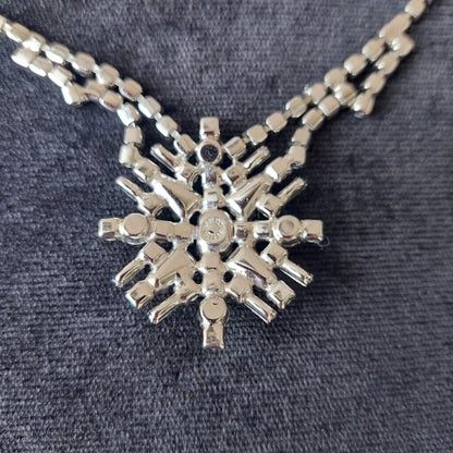 1930s Jay Flex Sterling Drop Necklace w. Austrian Crystals