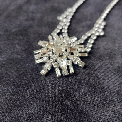 1930s Jay Flex Sterling Drop Necklace w. Austrian Crystals