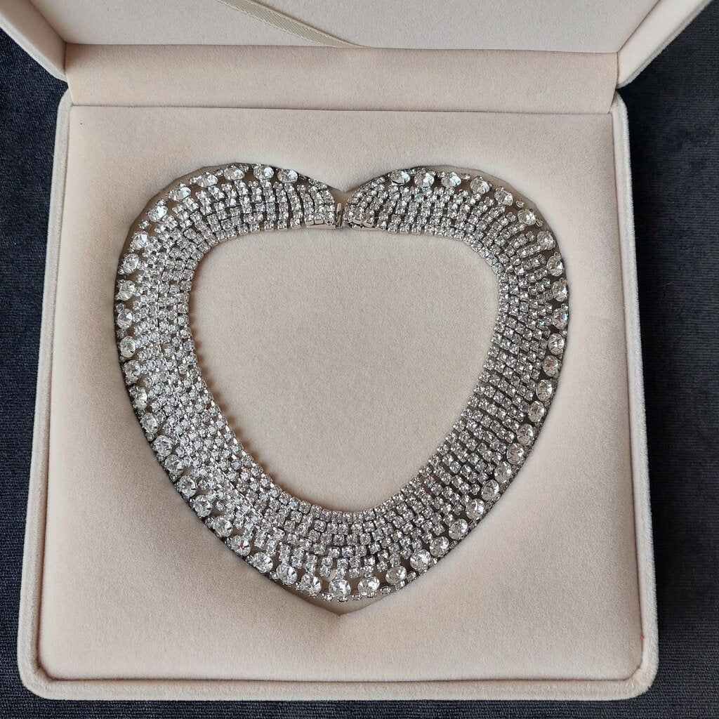 1950s Kramer New York Choker Rhinestone Pave Bridal Necklace 13.5" L