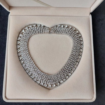 1950s Kramer New York Choker Rhinestone Pave Bridal Necklace 13.5" L