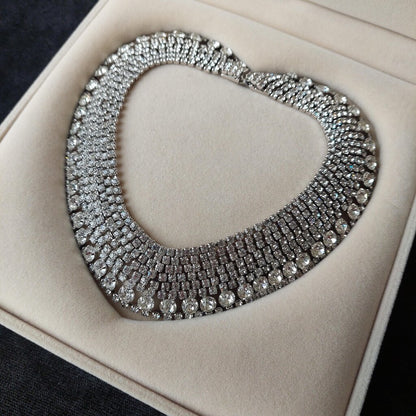 1950s Kramer New York Choker Rhinestone Pave Bridal Necklace 13.5" L