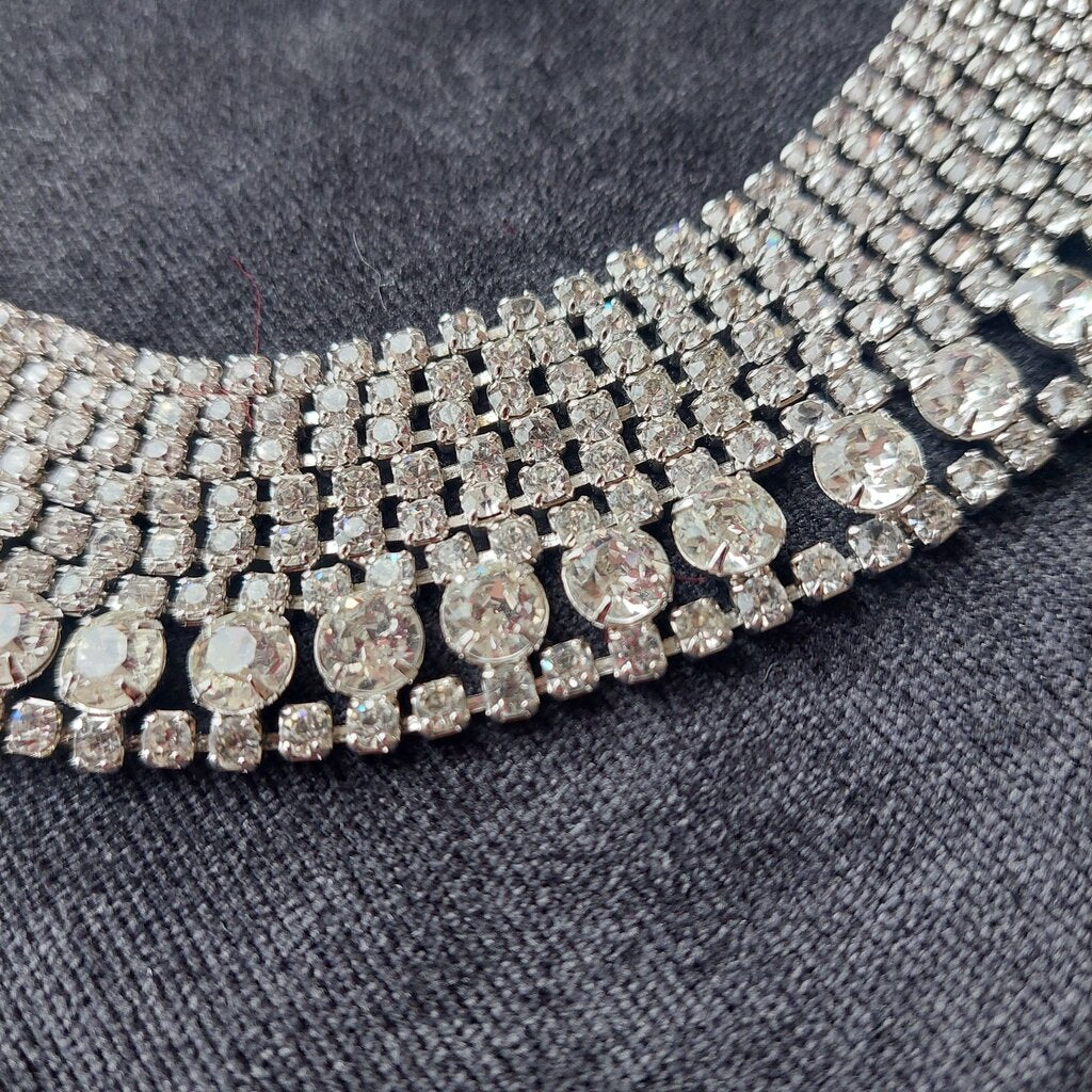 1950s Kramer New York Choker Rhinestone Pave Bridal Necklace 13.5" L