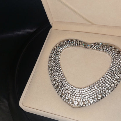 1950s Kramer New York Choker Rhinestone Pave Bridal Necklace 13.5" L