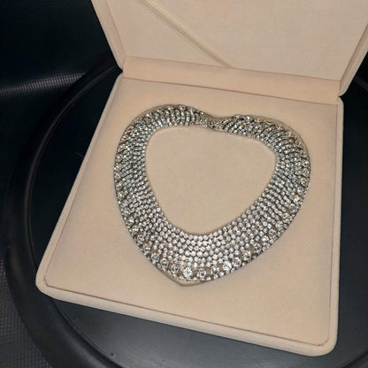 1950s Kramer New York Choker Rhinestone Pave Bridal Necklace 13.5" L