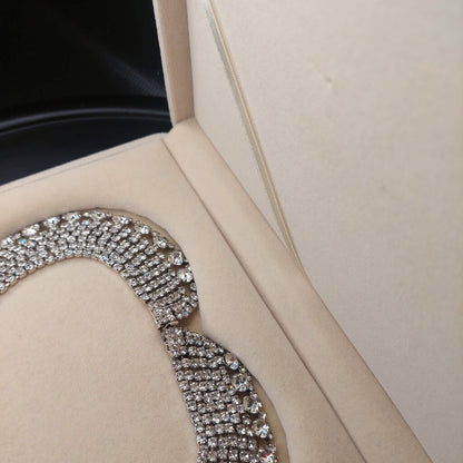 1950s Kramer New York Choker Rhinestone Pave Bridal Necklace 13.5" L