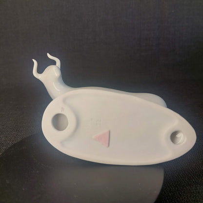 Royal Dux Czechoslovakia Porcelain Bull Figurine No. 836 | Minimalist Glossy White Standing Bull | Pink Triangle Mark