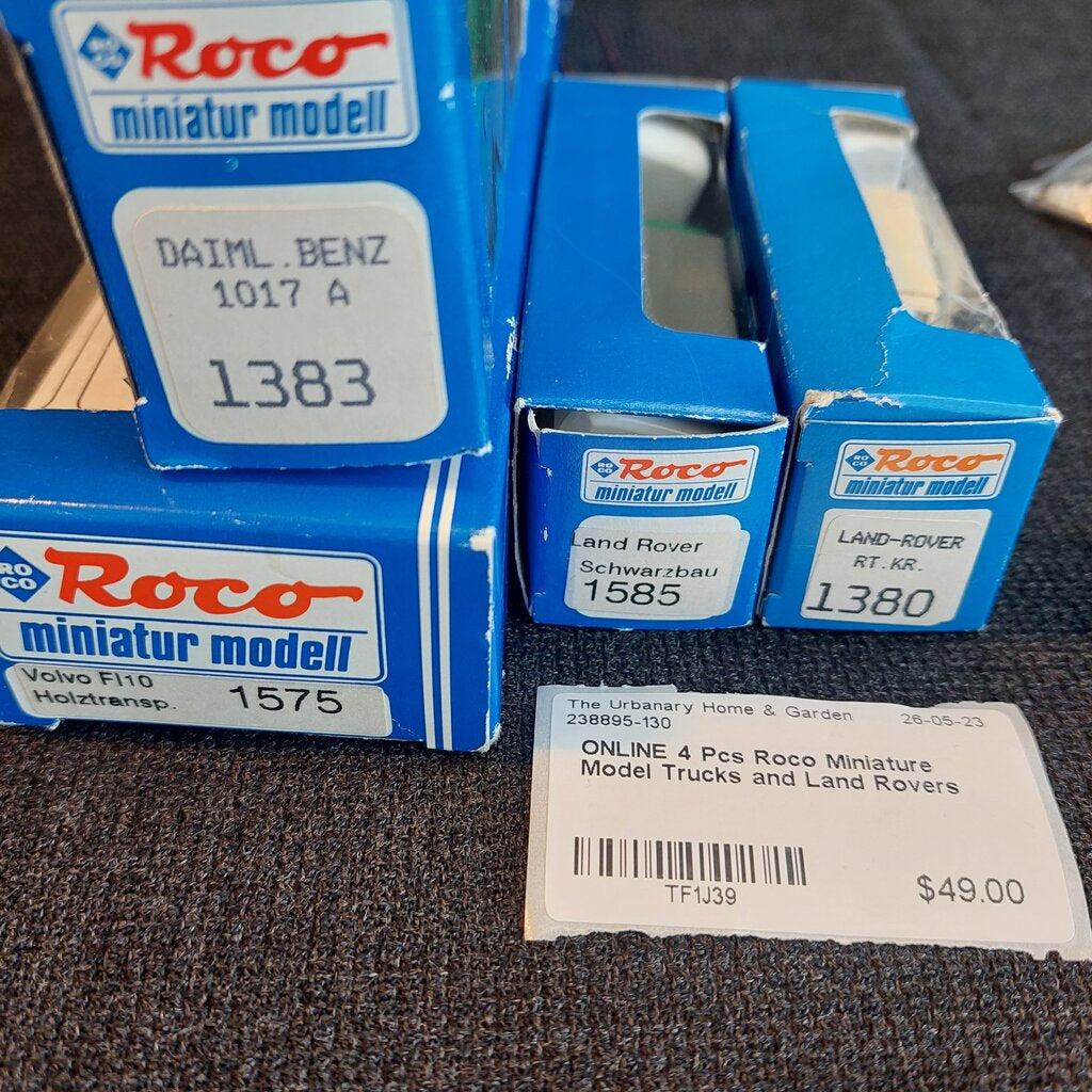4 Pcs Roco HO 1:87 Scale Trucks and Land Rovers