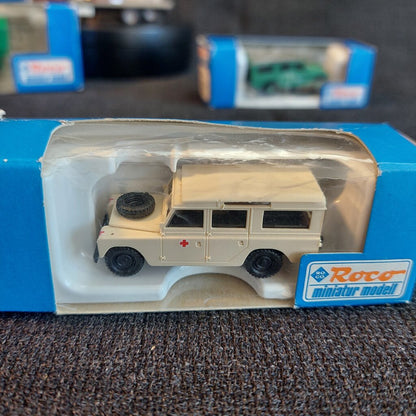 4 Pcs Roco HO 1:87 Scale Trucks and Land Rovers