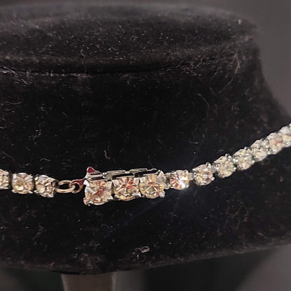 1950s Vintage Rhinestone Necklace Pear Baguette Crystal Fish Hook Clasp 16"