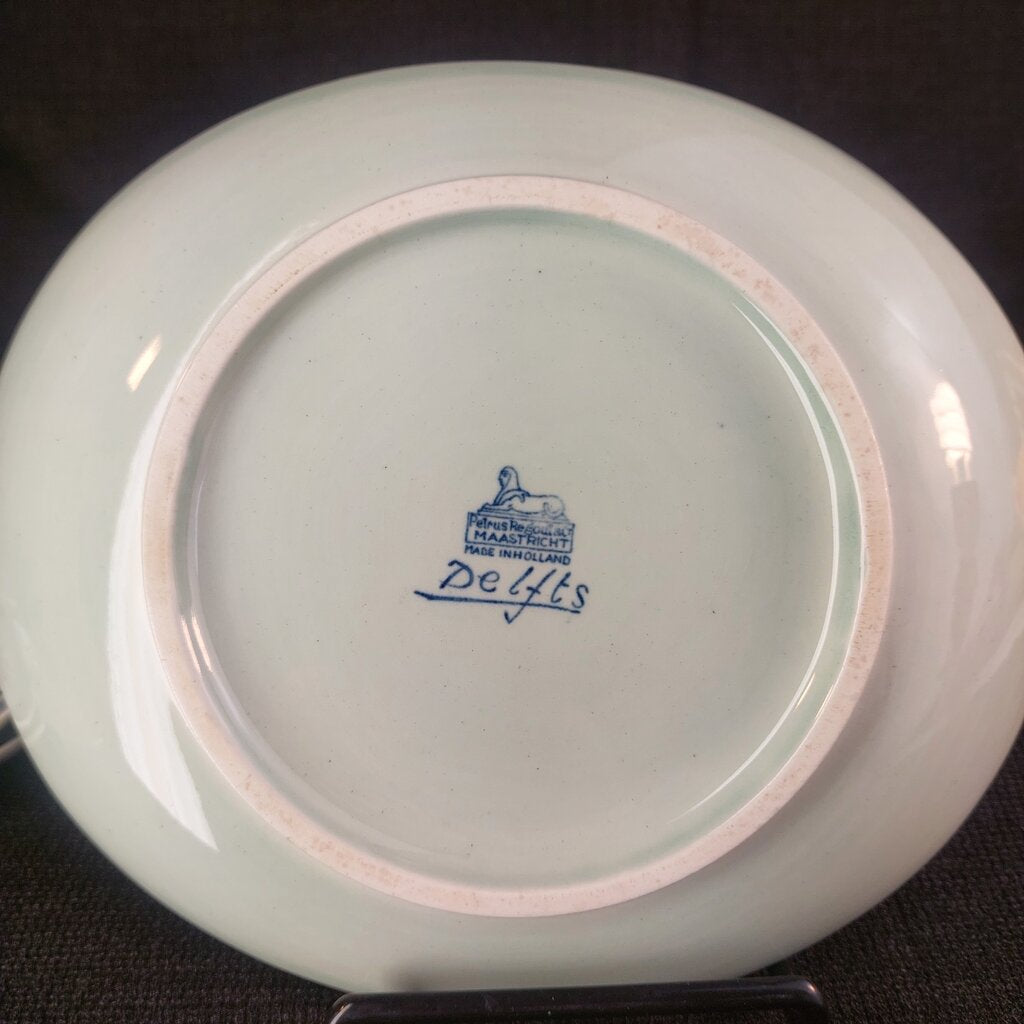 Vintage Delft Blue Petrus Regout Maastricht Oval Dish Set of 6 | Hand-Signed Delfts Holland | Floral Urn Pattern | 1950s-70s